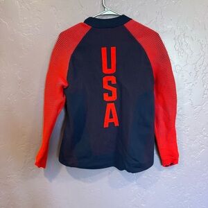Nike Women's Crewneck Jacket - Navy & Red USA Back Graphic -M